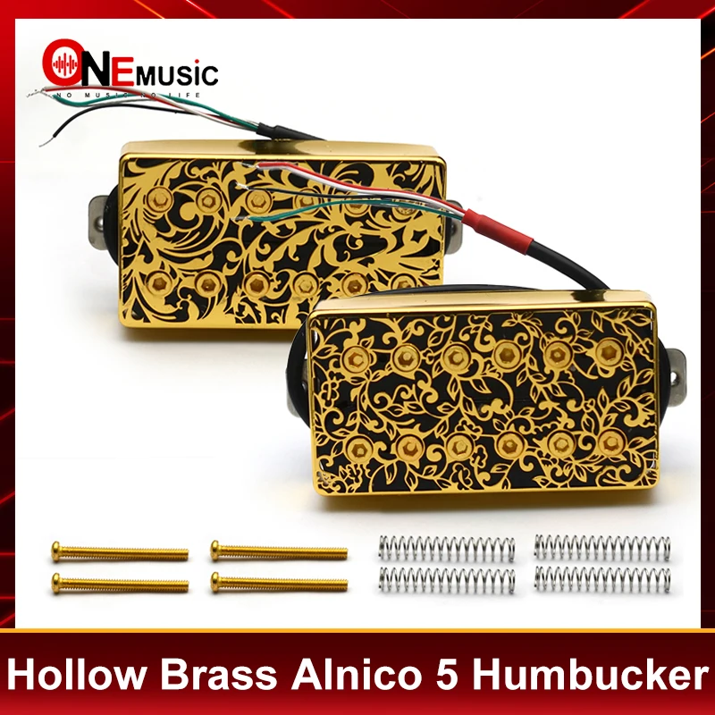 Hollow Brass Cover Alnico 5 Humbucker Guitar Pickup 4 Conduct Cable 7.5k/15k Coil Splitting Alnico V Pickup for LP Guitar