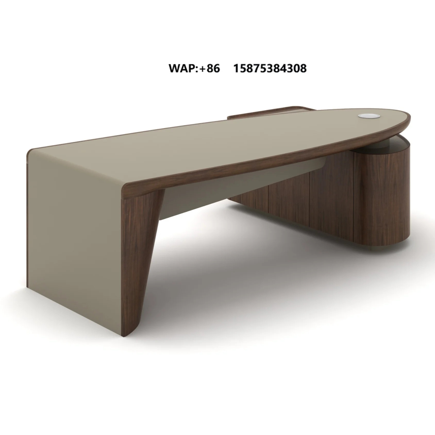 Luxury Curved Design Modular Executive Desk Natural Walnut Veneer E0 Grade Modern Commercial Office Home Office Office Building