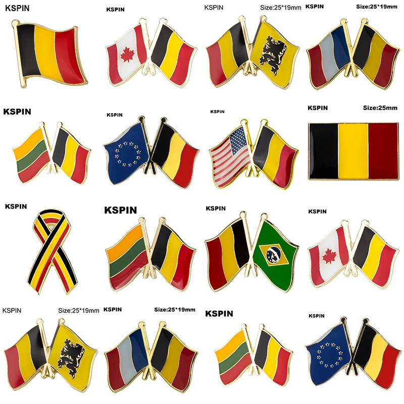 10pcs a lot Belgium Flag Laple Pin Badge Brooch