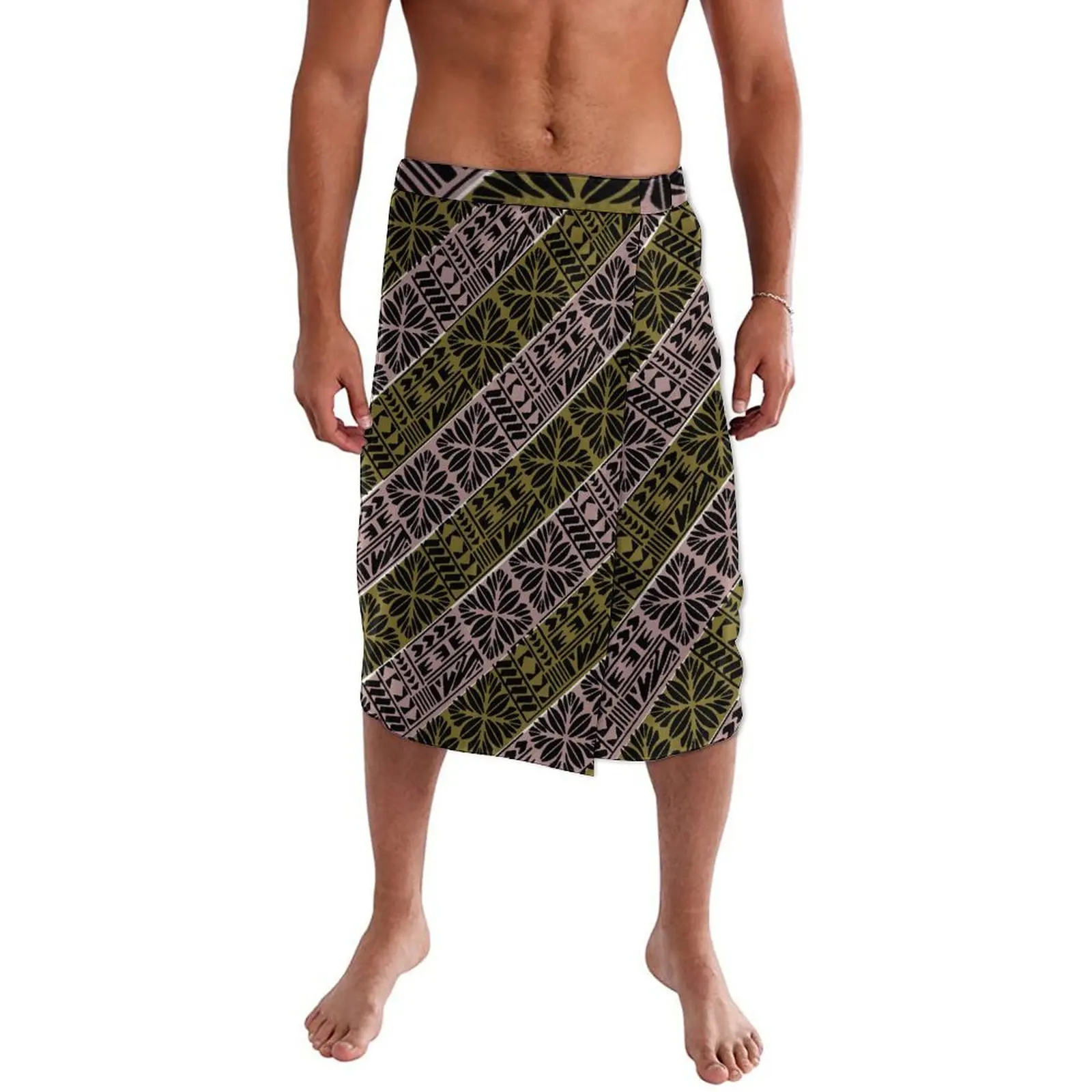 Vestido cruzado de estilo playero para hombre, delantal informal de diseño polinesiano con estampado artístico Vintage, Ie Faitaga Lavalava, Verano