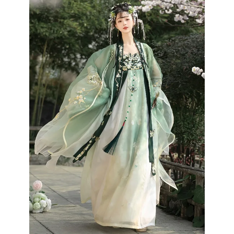 

Hanfu women's Tang Dynasty chest-length gradient skirt embroidered large-sleeved shirt spring and summer style