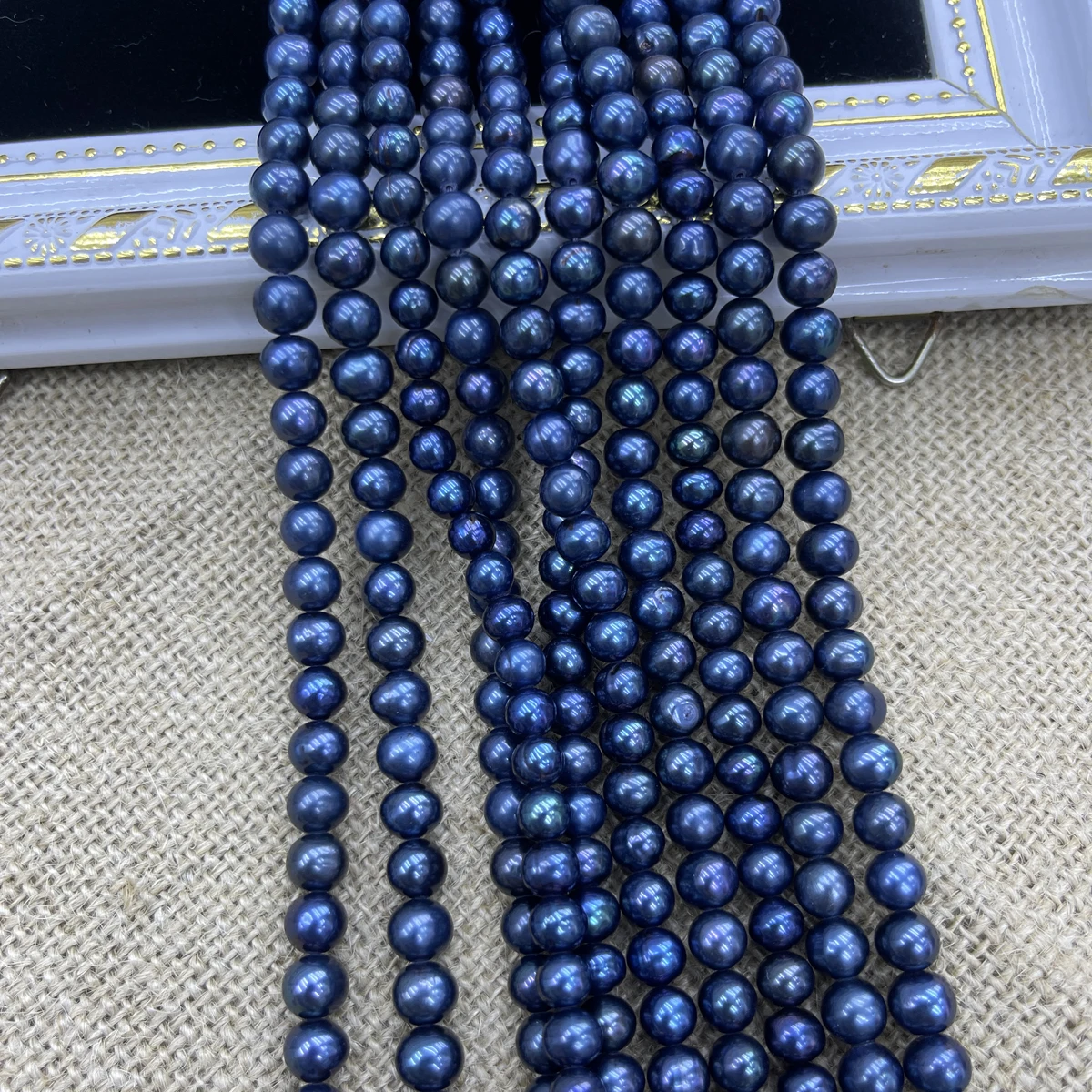 

7-8mm AA Natural Freshwater Near Round Blue Purple Pearl Bead Jewelry Make DIY Necklace Bracelet Accessories Gift Wedding Women