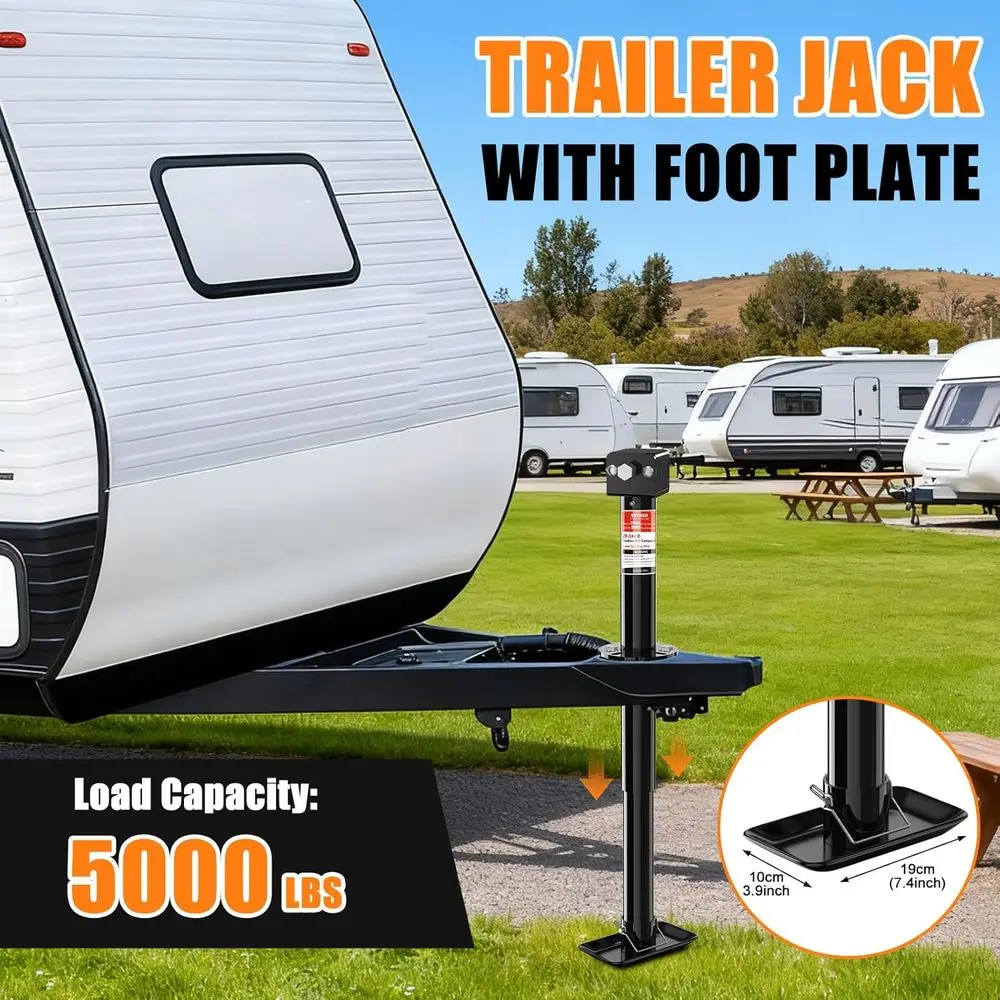 Upgraded 2-in-1 A-Frame Trailer Jack, Switch Between 5000lbs Foot Plate & 2000 lbs Dual-Wheel, 20-24V Cordless Drill Compatible,