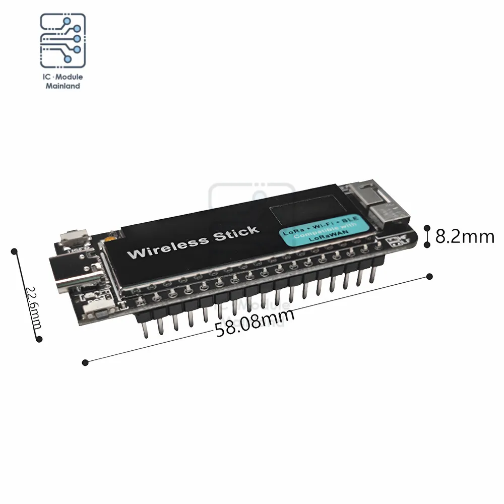 ESP32-S3 Wireless Stick V3 433-510MHz 863-928MHz LoRa WIFI Bluetooth Development Board with 0.49″ OLED Screen Type-C