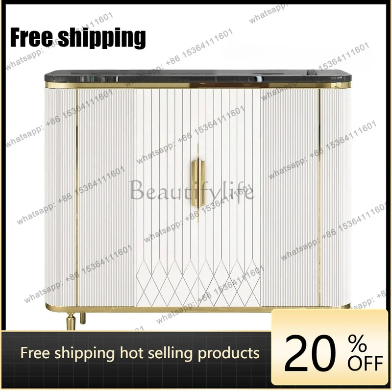 zj.Light luxury cabinet Italian marble simple dining side cabinet foyer living room storage ultra-thin shoe cabinet