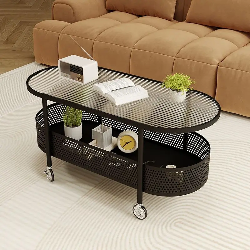 Modern simple household living room glass coffee table small apartment balcony tea table
