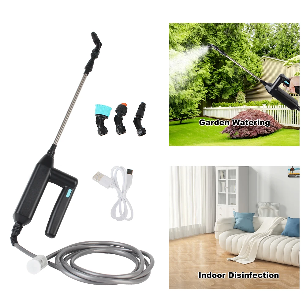 3M Hose Battery Powered Sprayer Wand 7.4V Electric Water Sprayer with 3 Mist Nozzles Rechargeable Telescopic Handle