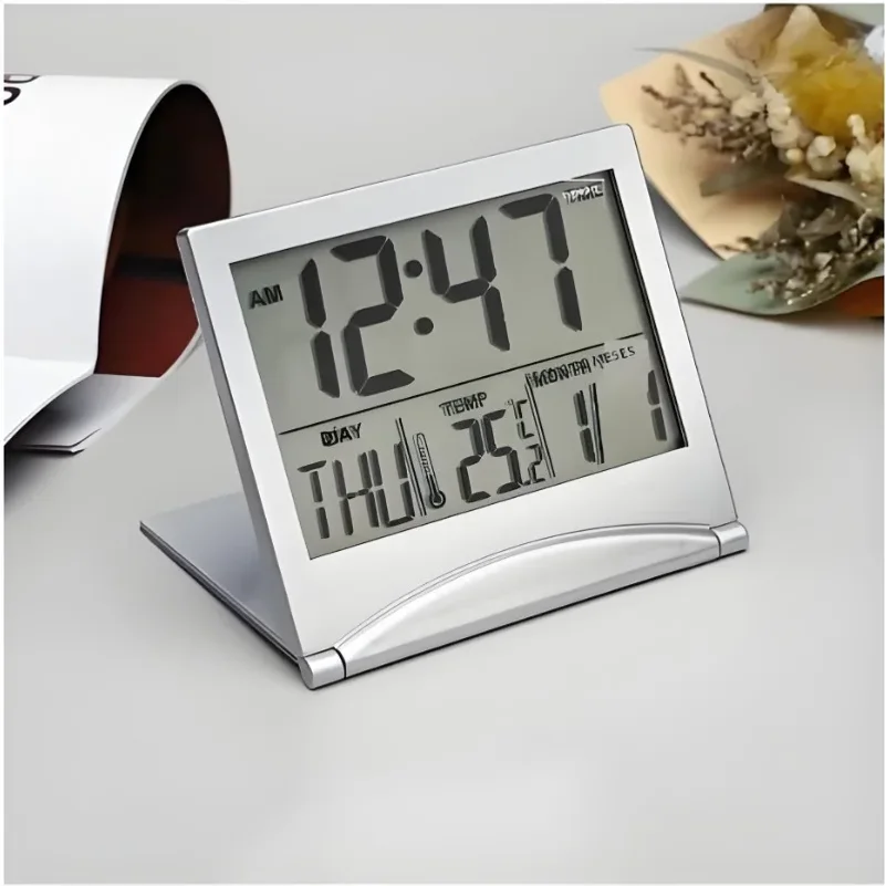 Foldable Travel Digital Alarm Clock Large Number Display Calendar Temperature Timer Desk Clocks Home Decoration