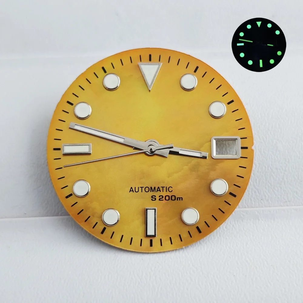 Watch NH35 Shell face 28.5mm green luminous dial is used for NH35 NH36 automatic mechanical movement watch accessories