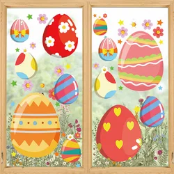 Easter Window Stickers Cartoon Easter Eggs Electrostatic Glass Decals Easter Spring Window Decoration easter party wall stickers
