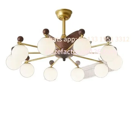 

Medieval style living room retro home restaurant persimmon glass ceiling fan lamp new electric fan chandelier fan