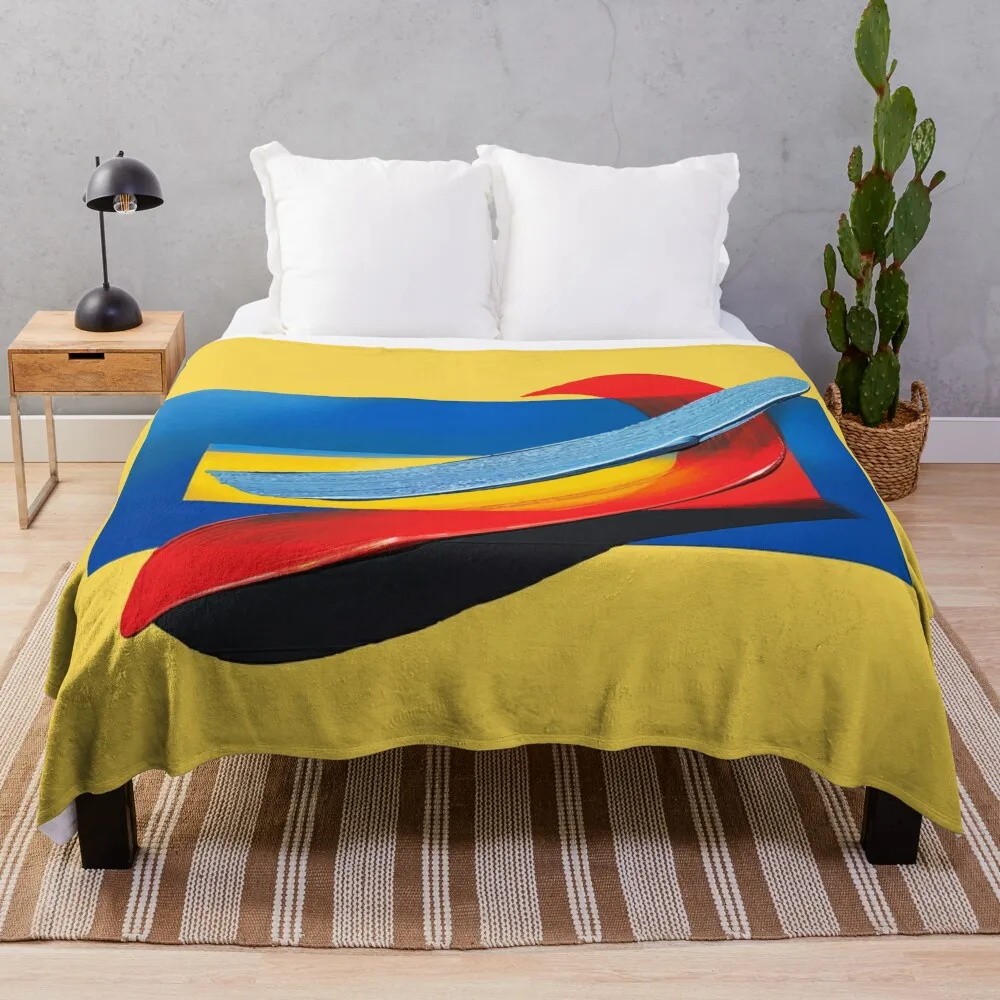 Modern Abstract Painting in Primary Colors Throw Blanket Multi-Purpose Polar Blankets