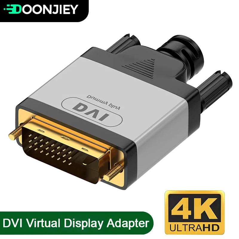 4K DVI Virtual Display Adapter 24+1 DVI Display Emulator Dummy Plug Widely Compatible Plug and Play for PC Desktop Accessories