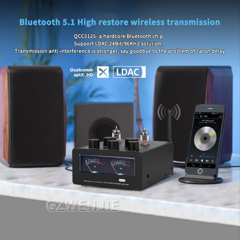 T6PRO HIFI TPA3255 Bluetooth5.1 مُضخّم صوت JAN6564 فراغ أنبوب أمبير مع VU متر 300 واط x2 مع مصدر طاقة 48 فولت