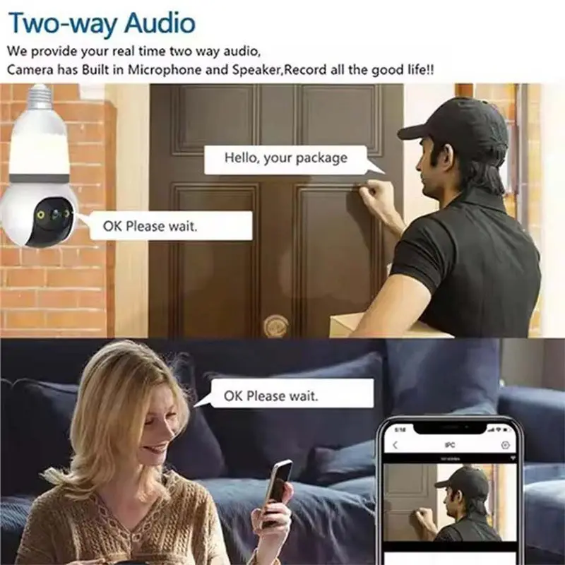 Stabile Leistung-Smart Life Tuya 5MP Wifi PTZ IP Glühbirne Kamera Wireless Home Überwachung 2 Weg Audio Monitor cam Auto Tra