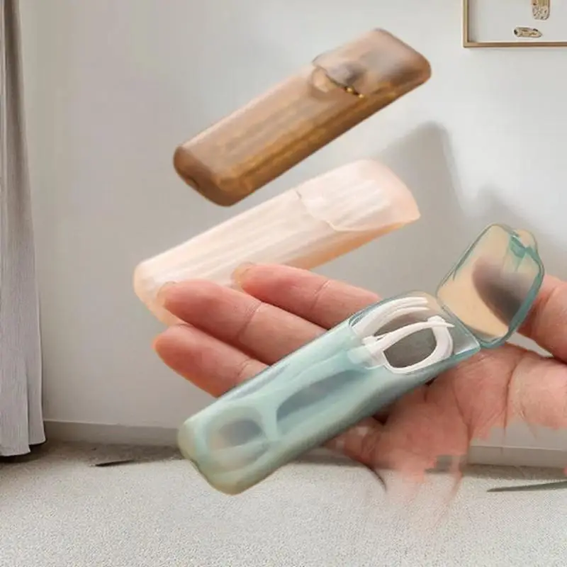 Dental Floss Storage Box Mini Storage Box Travel Portable Transparent Toothpick Cotton Swab Box For Outdoor Travel Supplies