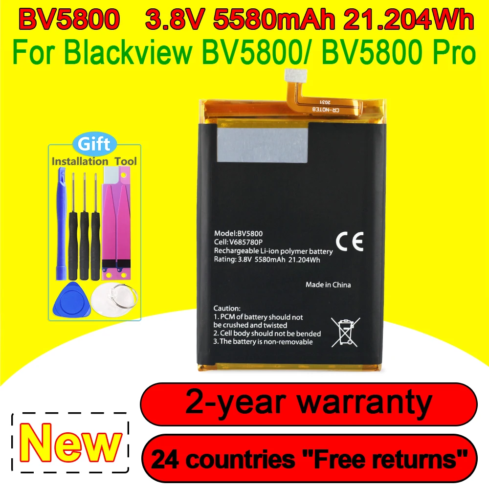 New 5580MAH Battery For Blackview BV5800 / BV5800 Pro V685780P Mobile Phone + Tracking Number