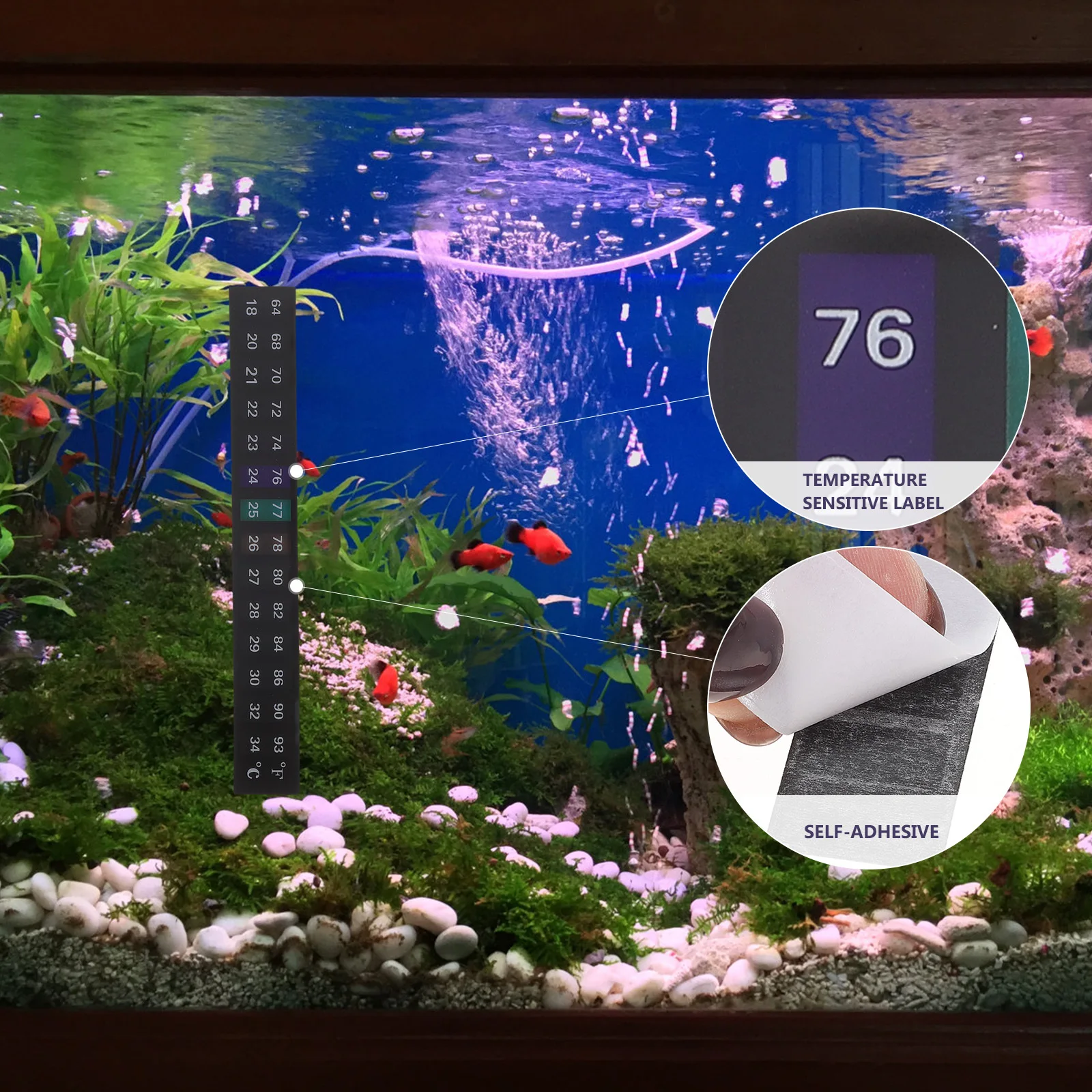 

10Pcs Aquarium Thermometer Sticker Color Changing Liquid Crystal 18-34 Celsius Stick on Thermometer Strip Fish Tank Brewing