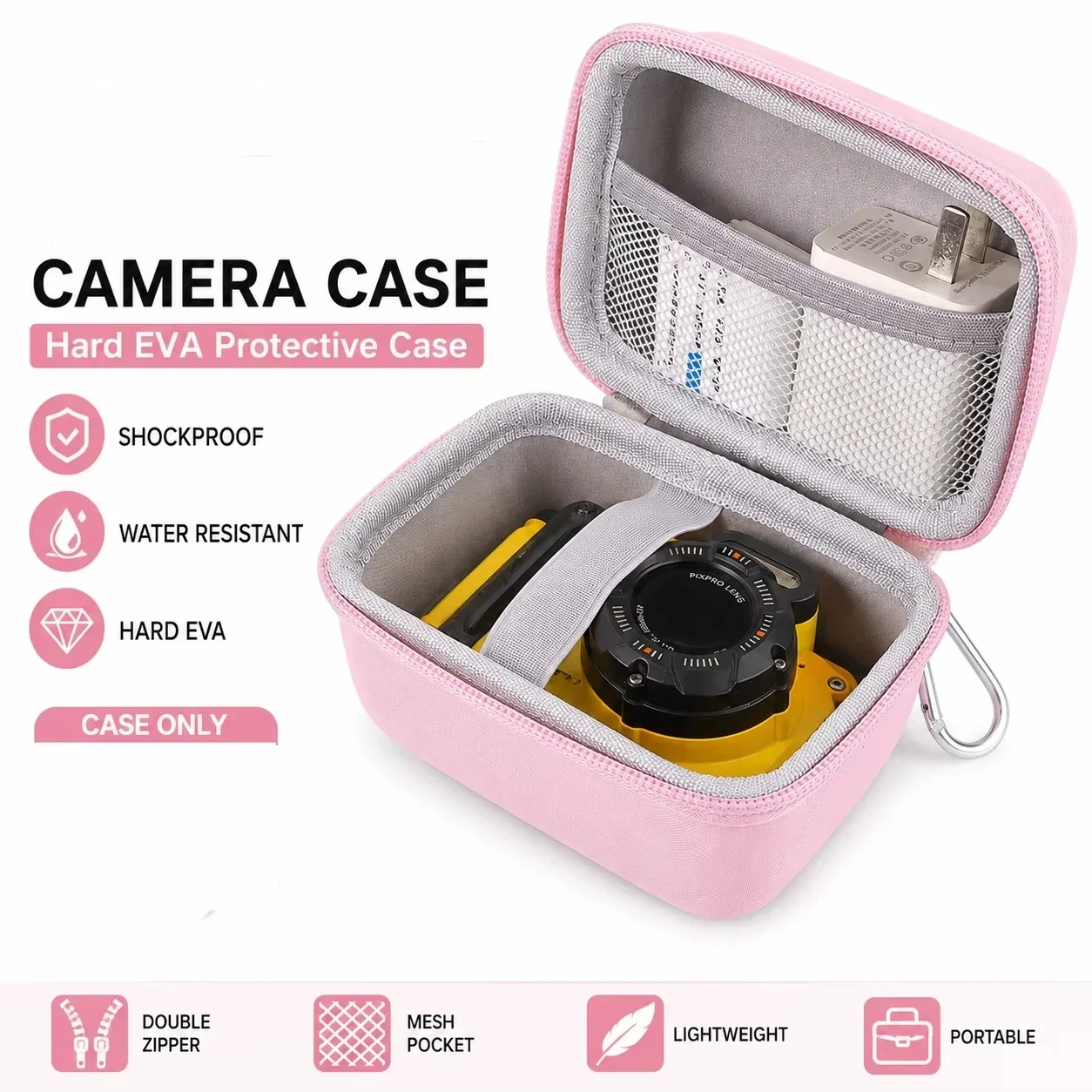 Digitalkamera-Reisetasche, kompatibel mit PIXPRO WPZ2, EVA-Hartschalen-Schutz-Tragetasche, stoßfester Organizer
