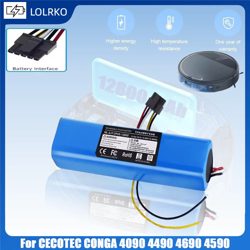 

14.8V 7800mAh 100% New CECOTEC CONGA 4090 4490 4690 4590 Mopping Robot Battery Pack Netease Intelligent Manufacturing NIT Model