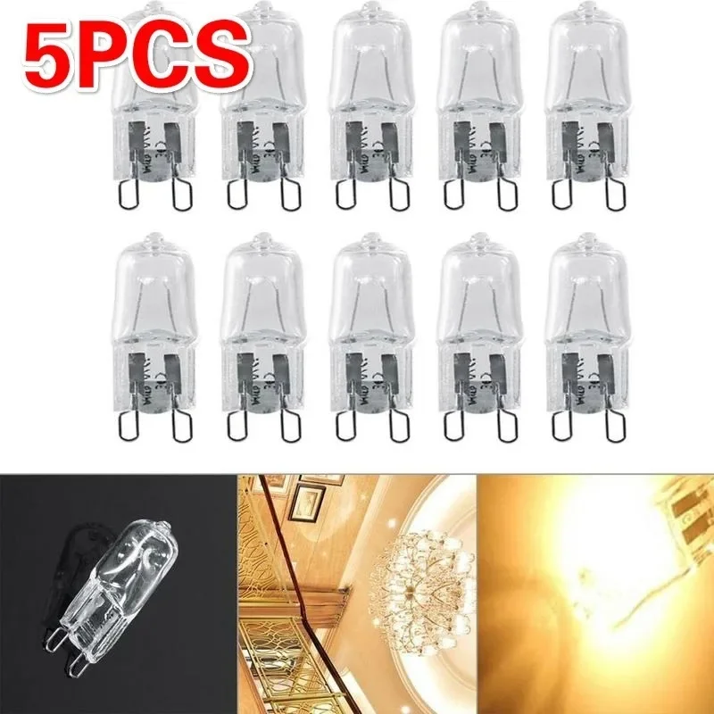 5PCS New Clear G9 Halogen Light Bulbs Warm White Long Lasting Efficient Lamp For Home Pendant Under Cabinet Lighting Decor