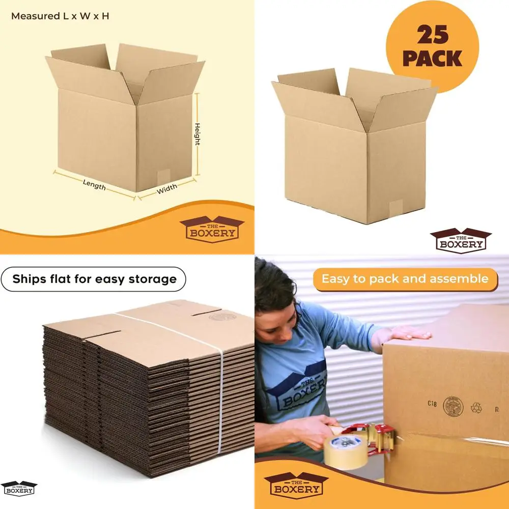 

25-Pack 18x16x10 Inch Brown Corrugated Cardboard Boxes for Shipping, Packing, Moving, and Storage - Durable, Eco-Friendly, Recyc