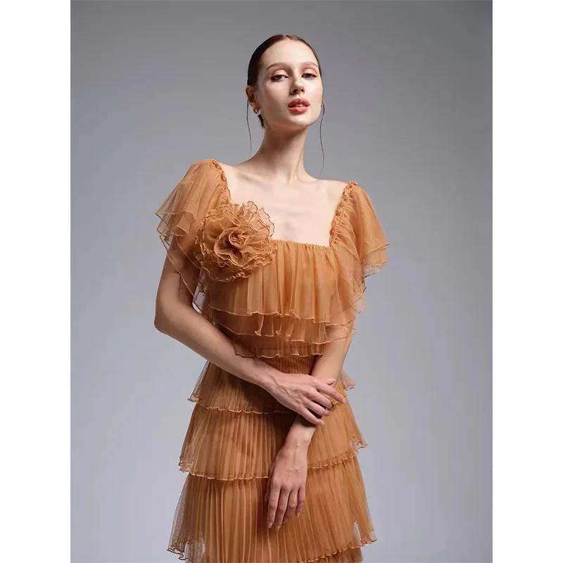 ผู้หญิง Slash คอปิดไหล่ชุดยาวฤดูใบไม้ผลิ Elegant Ruffle ชุดปาร์ตี้ฤดูร้อนแขนผีเสื้อ Boho Maxi ชุด