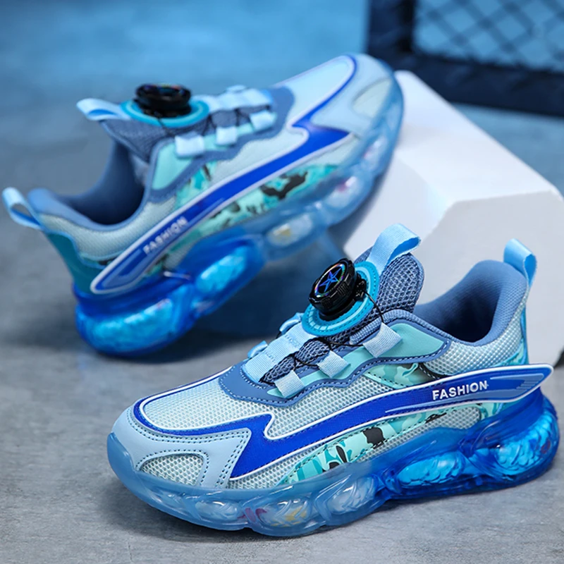 

Детские кроссовки, дышащая удобная прогулочная обувь на плоской подошве, вращающаяся кнопка, роскошный дизайн, модная теннисная обувь для бега, детская обувь