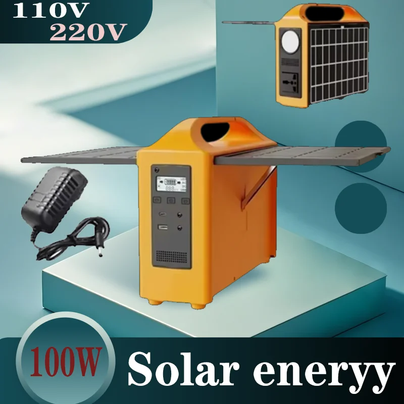 

100W portable LifePo4 power station 100V/220V solar generator UPS charging station outdoor emergency power supply LED camping