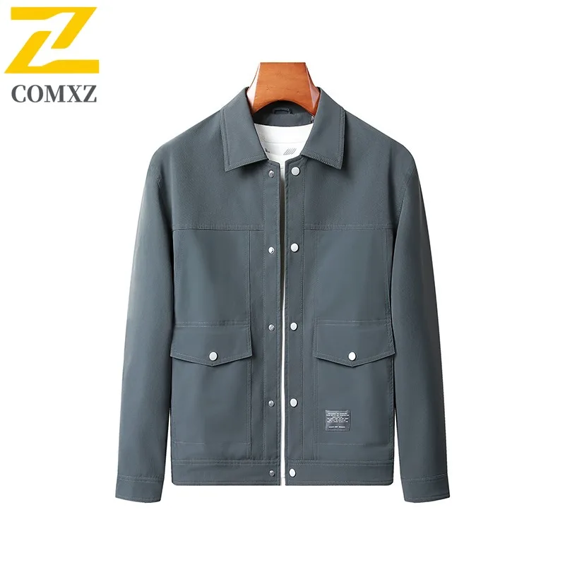COMXZ Windbreaker Men's Formal Stand Collar  Business Casual Waterproof Windproof Official Coat for Middle-Aged Executives 2025