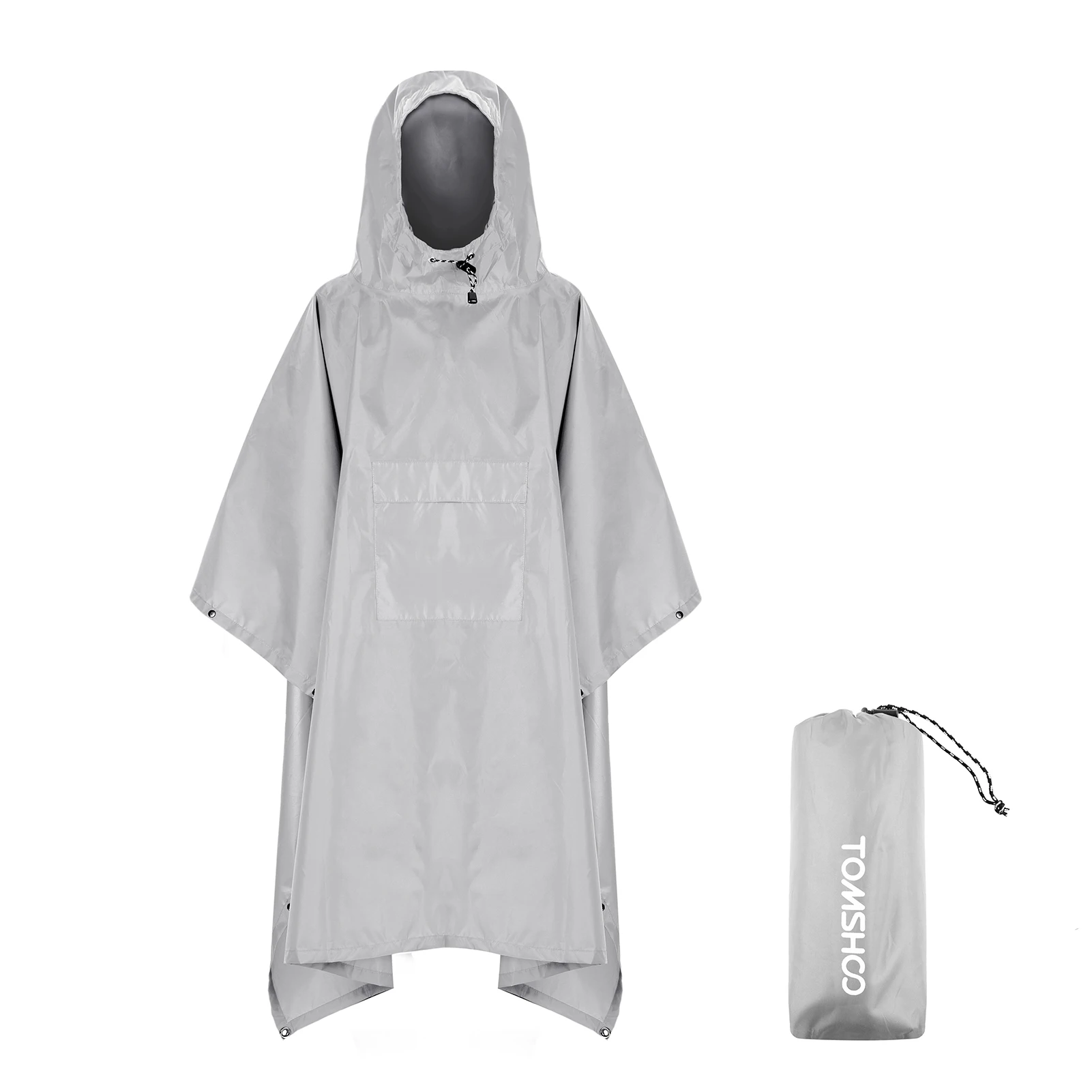 Image of TOMSHOO Poncho antipioggia con cappuccio e tasca Giacca antipioggia leggera e impermeabile Riparo dal sole per uomini e donne Escursioni in campeggio cod004