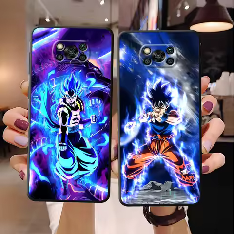 Black Soft Phone Cover Case for Xiaomi Poco C40 C50 F3 F7 X7 C71 M5s M7 C51 C61 X3 NFC X5 X4 Pro C75 M3 M4 Pro Dragon Ball Blue