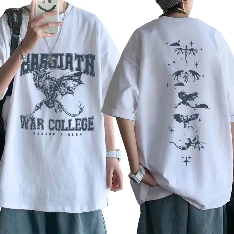 Fourth Wing Double-Sided T Shirt Basgiath War College Bookish Dragon Rider Tee Shirt Men Women Harajuku Y2k Short Sleeve T-shirt