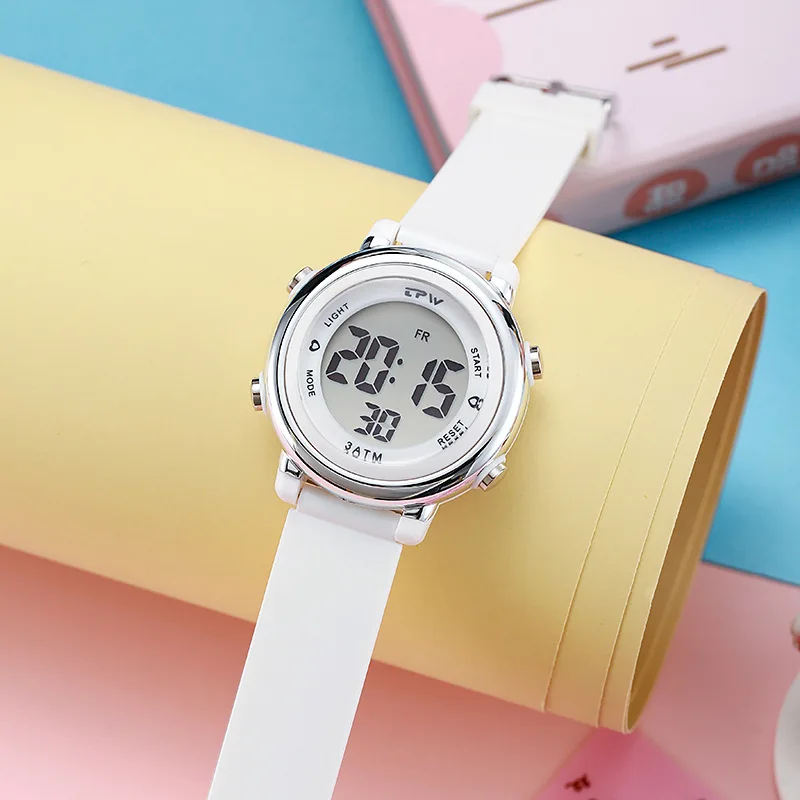 Stylish Mini Digital Watch for Kids 7 Colorful LED Display 35mm Sport Wristwatch for Boys And Girls Student Clock with Stopwatch