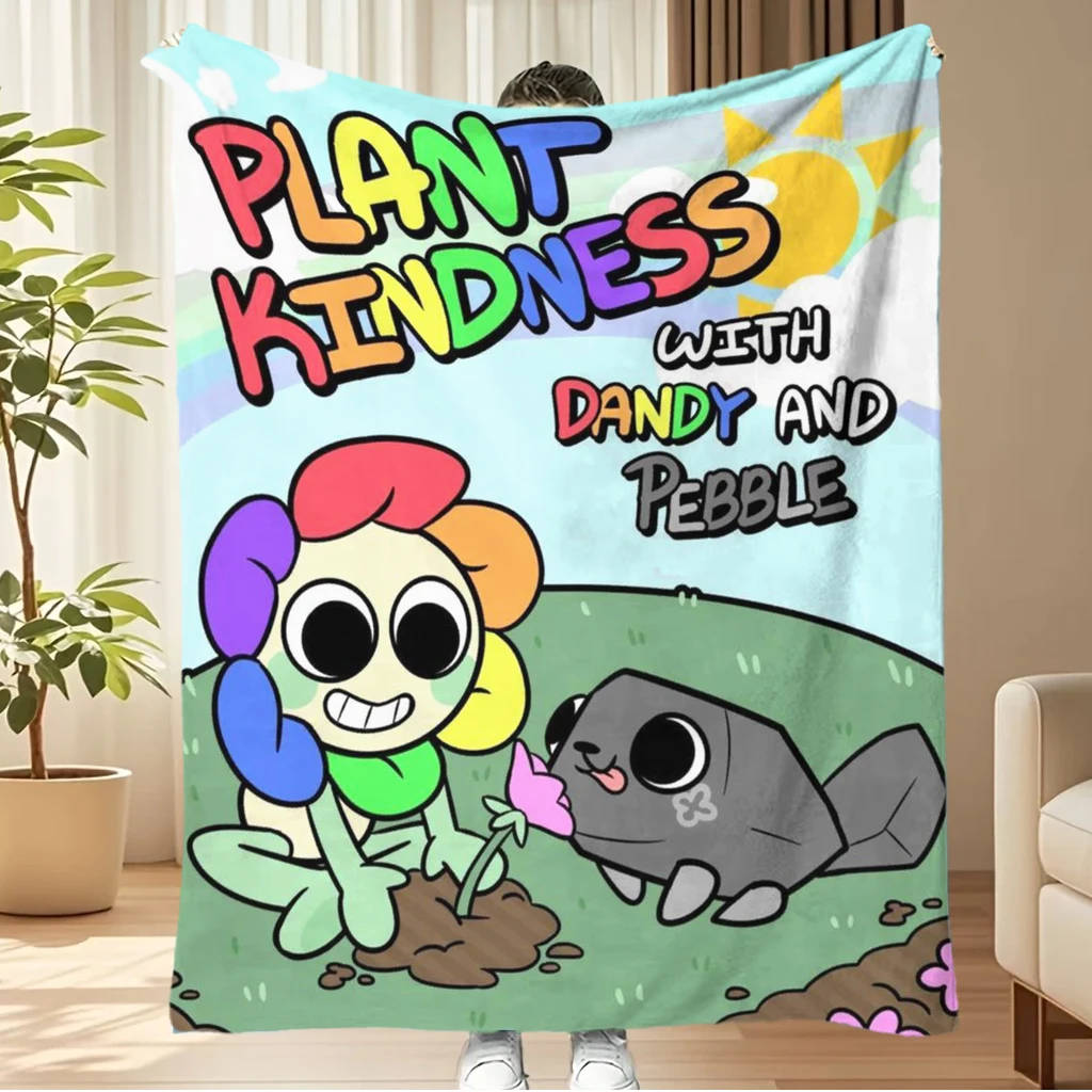1 Stück Dandy & Pebble Flanelldecke mit Aufdruck „Plant Kindness“, weiche, gemütliche Decke für Bett, Sofa, Reisen und als Geschenk für Kinderfans