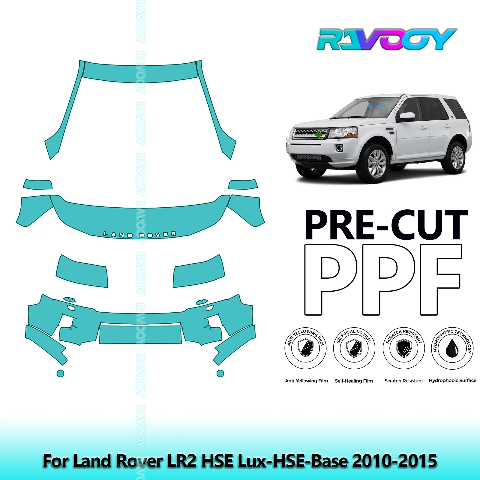 

8.5Mil Precut Paint Protection Film PPF Clear Bra Front Kit For Land Rover LR2 HSE Lux-HSE-Base 2010-2015