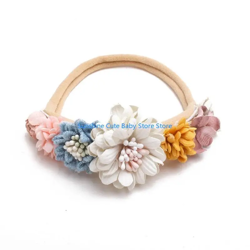 

C5AF Baby Girls Flower Headbands Super Soft & Stretchy Flower Headwear Comfortable