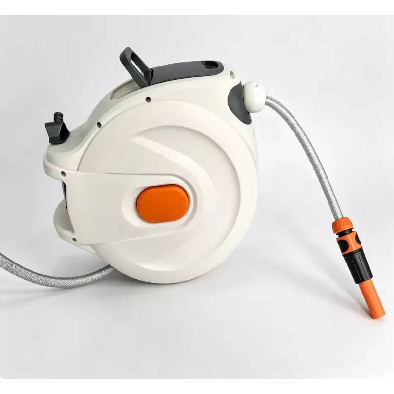 Retractable Water Hose Reel 5/8 100 ft Wall-Mounted High Pressure PVC Garden 180 Swivel Bracket 9 Functions CNS Standard