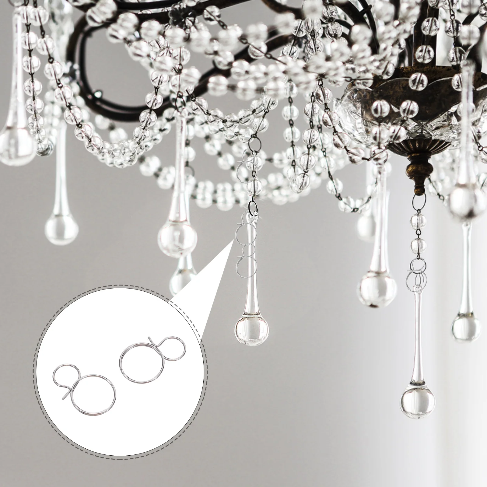 

100pcs Crystal Lamp Hooks Stainless Steel Figure 8 Connectors For Chandelier Lamps Crystals Pendant Light Fastening Pins Metal