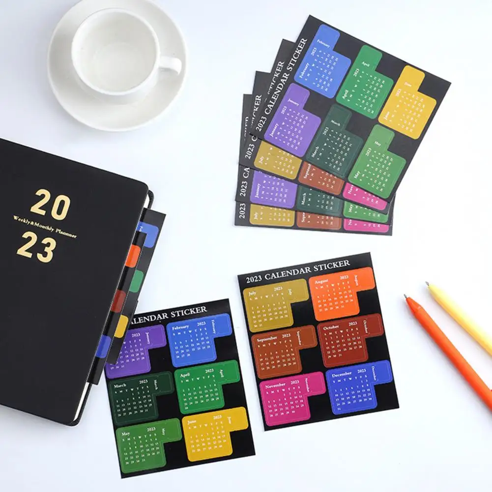 2 Pcs/Set Practical Disposable 2023 Calendar Index Label Notebook 2023 Calendar Index Label 2023 Calendar for School