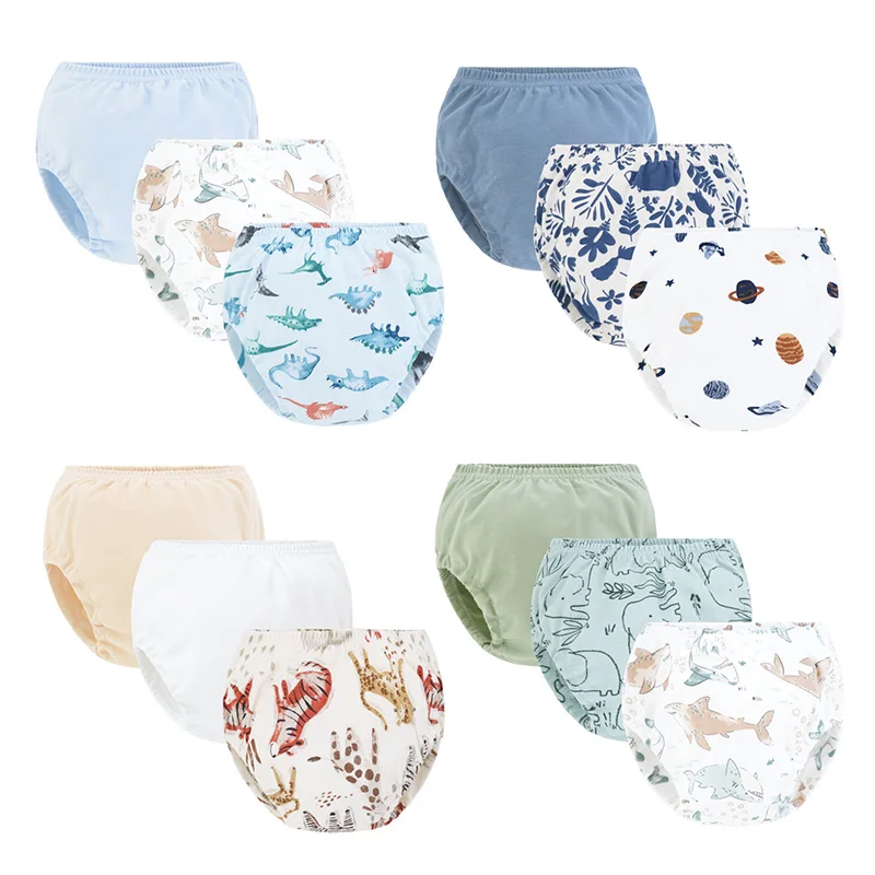 

3Pcs/set Toddler Panties Summer Cute Cartoon Print Underwear Infant Reusable Breathable Cotton Shorts Underwear For Kids 3M-12M