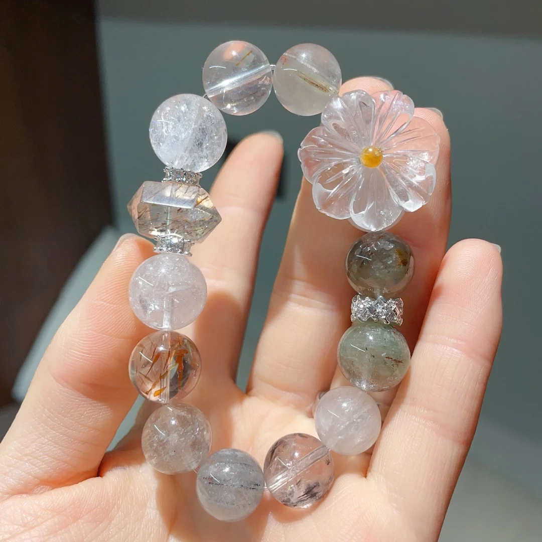 

Natural Duobao Powder Crystal Bracelet Women's Light Luxury Fashion Bracelet Niche Design