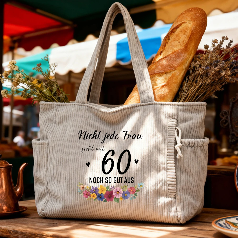 

Повседневная вельветовая сумка-тоут с застежкой-молнией, большой вместимостью, фиксированным плечевым ремнем, для ежедневных поездок, женская сумка-тоут