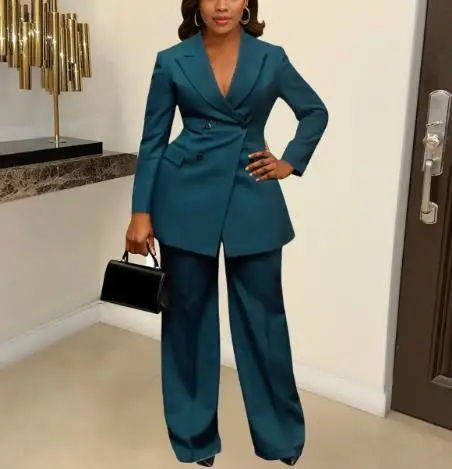 2025 خريف/شتاء جديد أزياء المرأة أنيقة ركاب الخصر طوق دعوى السراويل قطعتين مجموعة الملابس النسائية #5