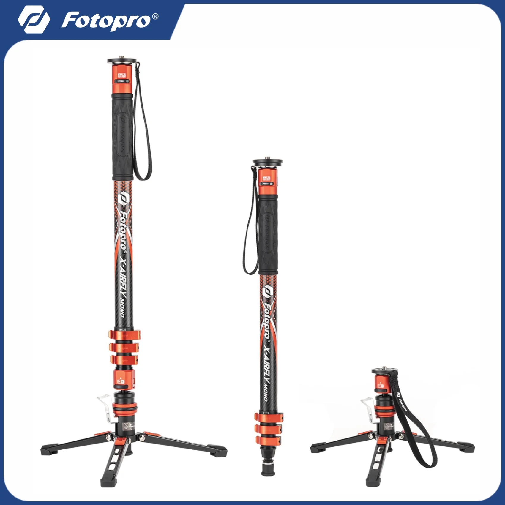 

Fotopro Carbon Fibre Monopod with Pedal Locking 186CM 3-in-1 Travel Monopod for DSLR Camera Stabilizer Videography Kit