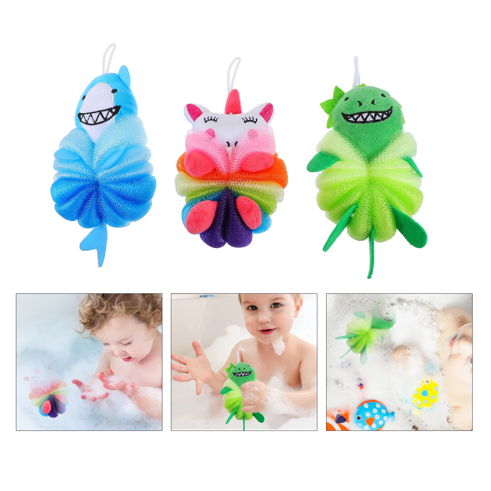 

3 Pcs Filling Bath Ball Child Sponge Cute or Shower Mesh for Kids Adults Cartoon