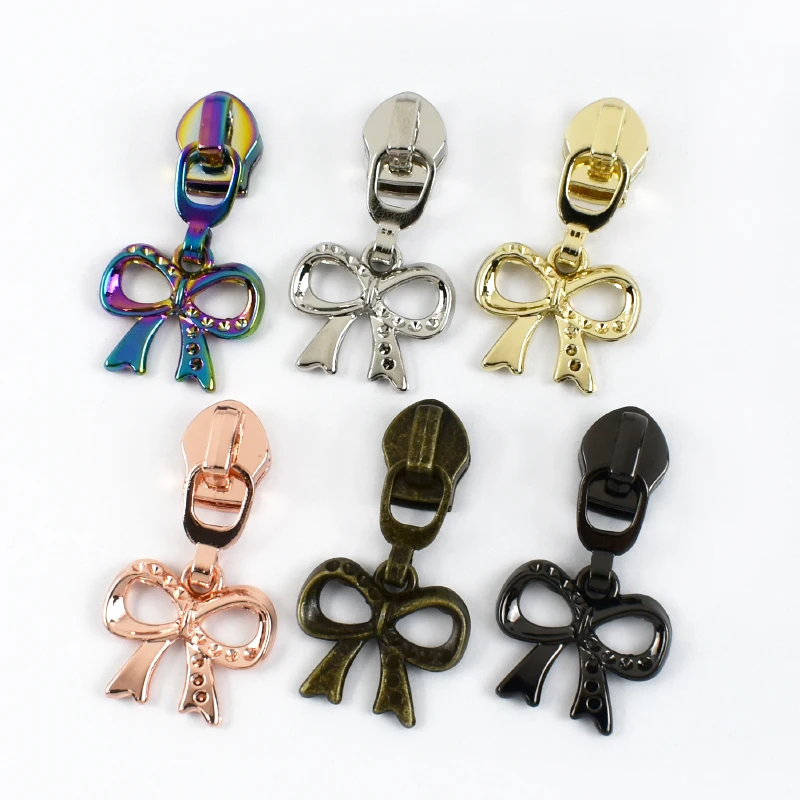 

5/10/20Pcs 5# Nylon Zipper Sliders Bag Sewing Closure Zippers Head Bowknot Decorative Zips Jacket Zip Puller Repair Replace Kit