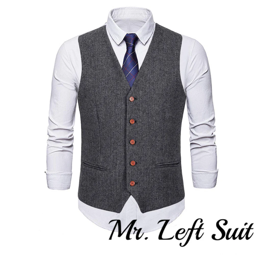 Herringbone Wool 3 Piece Suit For Men High Quality Custom Suit Men Tweed Suit Vintage Men Tweed Jacket Set (Jacket+Vest+Pants)