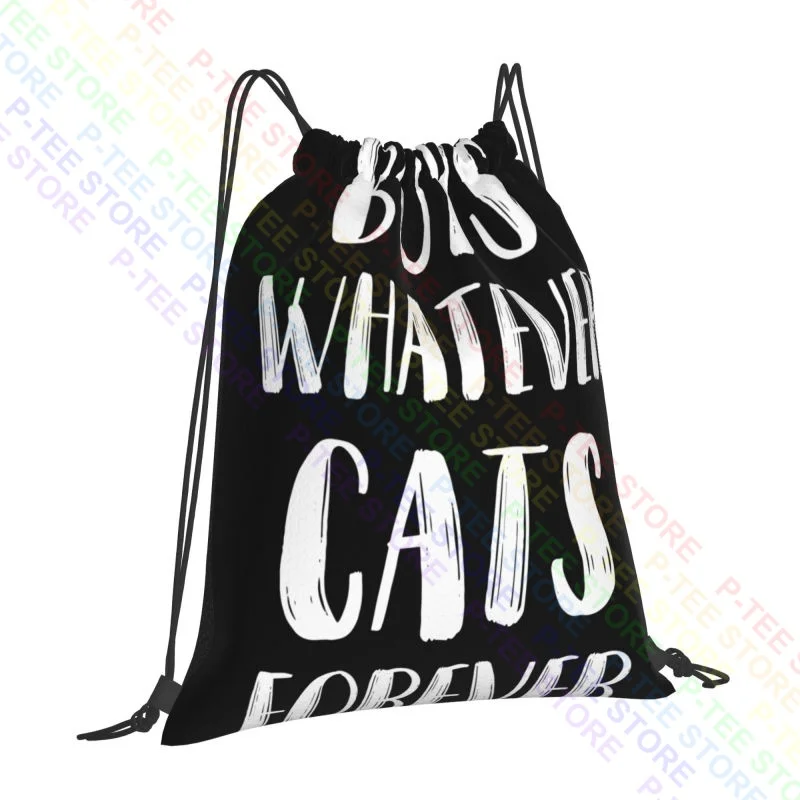 Boys Whatever Cats Forever Funny Cat Lover Drawstring Bags Gym Bag Vintage Swimming Gymnast Bag Outdoor Running