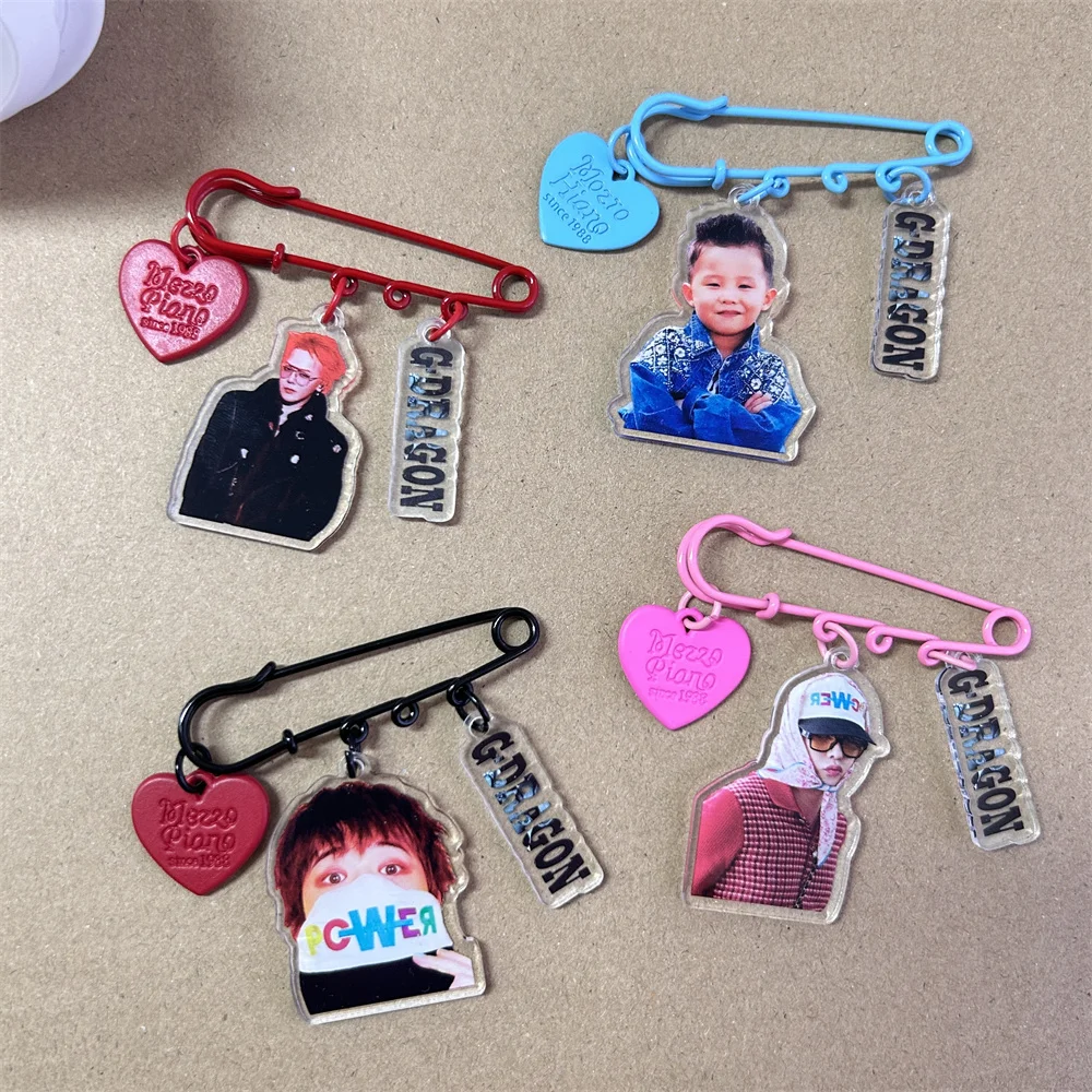 Kpop G-Dragon POWER Solo Album Pins Fashion Stage Photo Print Brooches Personality Bag Hat Clothes Accessories Bigbang Fans Gift